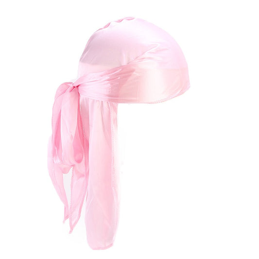 Saten Kumaş Durag Bandana Uzun Kuyruklu Renk Pembe
