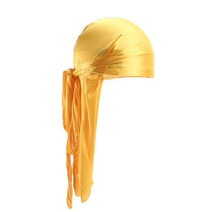 Saten Kumaş Durag Bandana Uzun Kuyruklu Renk Sarı