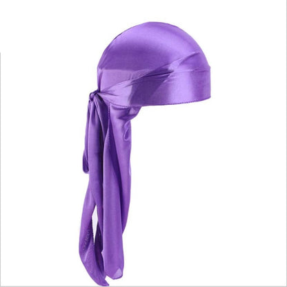 Saten Kumaş Durag Bandana Uzun Kuyruklu Renk Mor