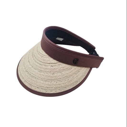 Balık Sırtı Desenli Ütülenebilir Yıkanabilir Vizör Şapka Plaj Şapkası Hasır Şapka Kadın Şapka