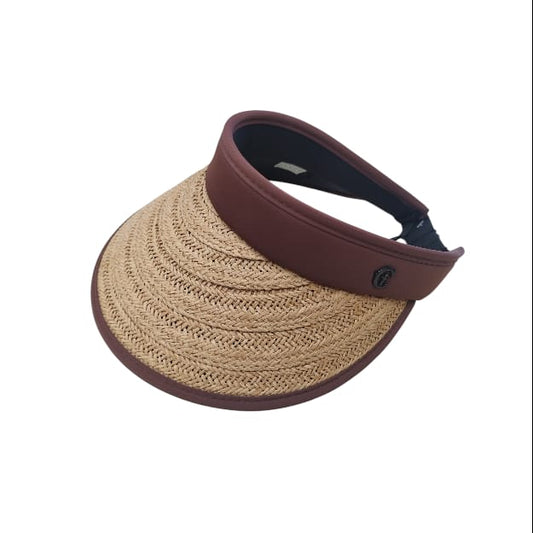 Balık Sırtı Desenli Ütülenebilir Yıkanabilir Vizör Şapka Plaj Şapkası Hasır Şapka Kadın Şapk