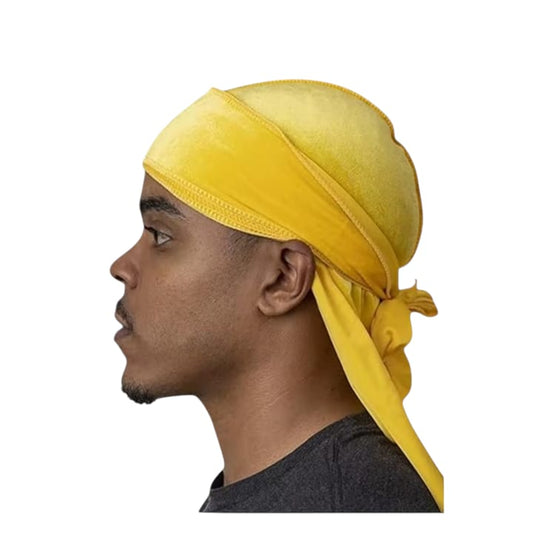 Kadife Kumaş Durag Bandana Renk Sarı