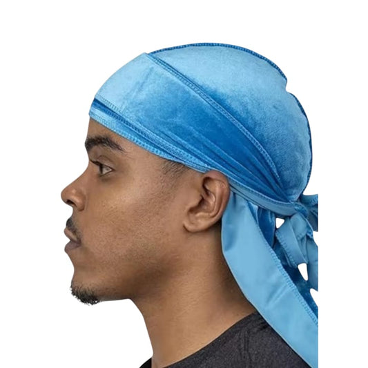 Kadife Kumaş Durag Bandana Renk Buz Mavisi