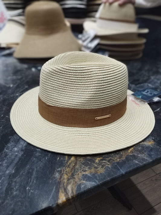 Taba Biyeli Ünisex Hasır Fötr Şapka