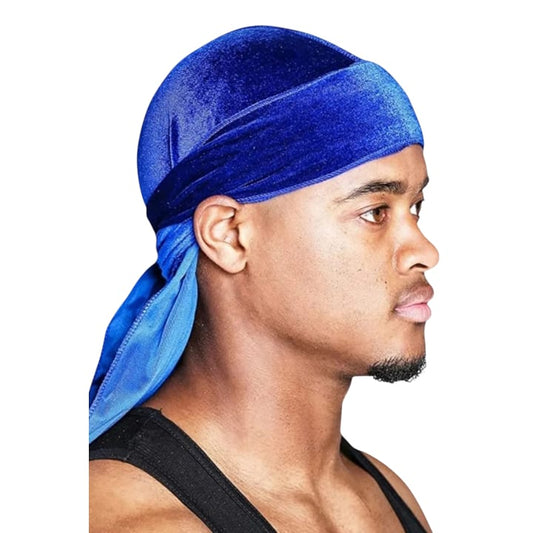 Kadife Kumaş Durag Bandana Renk Mavi