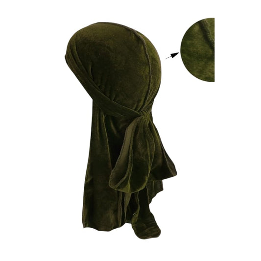 Kadife Kumaş Durag Bandana Renk Haki