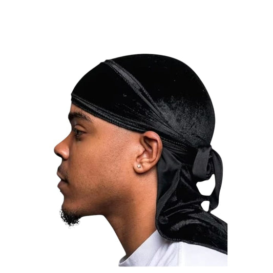 Kadife Kumaş Durag Bandana Renk Sİyah