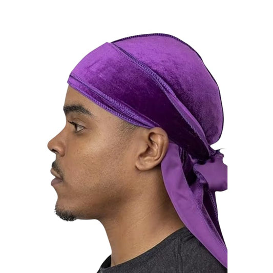 Kadife Kumaş Durag Bandana Renk Mor